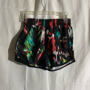 Girl’s FILA Athletic Running Shorts, Size L 14, Black, Multicolor, w/ Drawstring